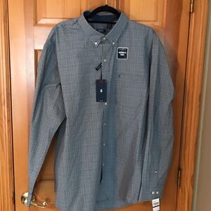 Izod Men’s Gray Plaid Button-Down Shirt
